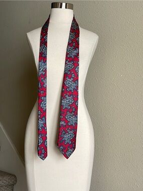 Vintage Christian Dior Monsieur Burgundy with Blue & Green Paisley Print Tie